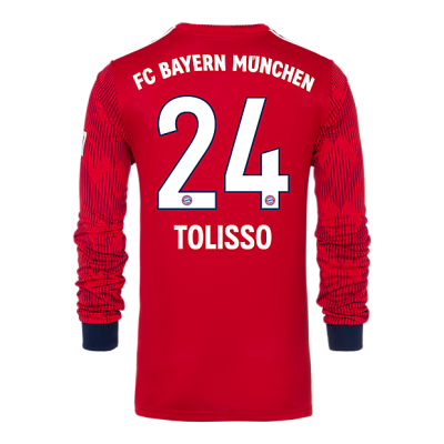 Bayern Munich 2018/19 Home 24 Tolisso Long Sleeve Shirt Soccer Jersey