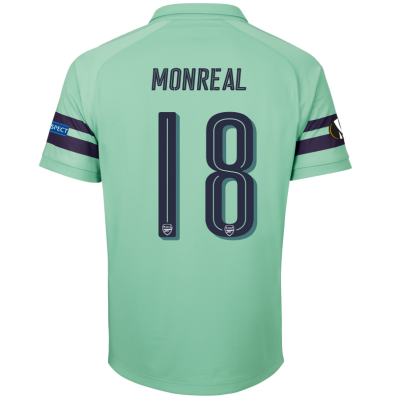 Arsenal 2018/19 Nacho Monreal 18 UEFA Europa Third Shirt Soccer Jersey