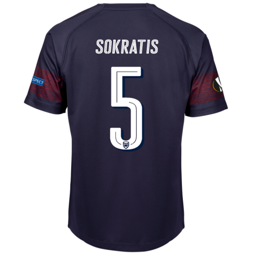 Arsenal 2018/19 Sokratis 5 UEFA Europa Away Shirt Soccer Jersey