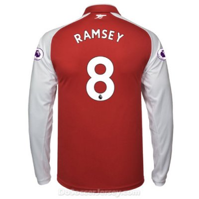 Arsenal 2017/18 Home RAMSEY #8 Long Sleeved Shirt Soccer Jersey