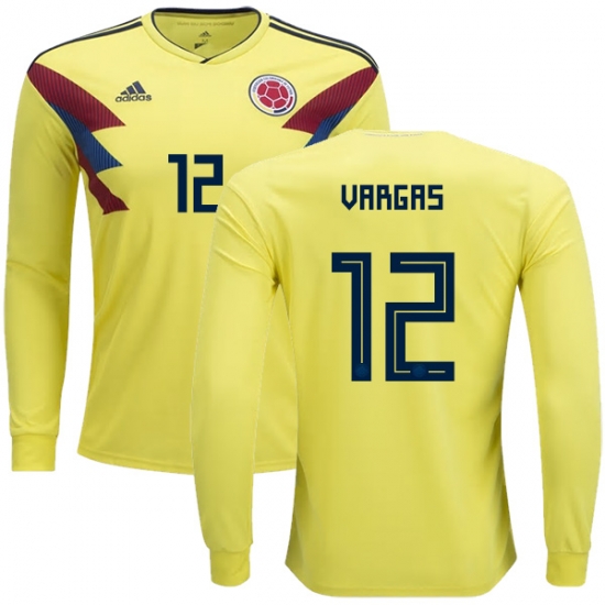 Colombia 2018 World Cup CAMILO VARGAS 12 Long Sleeve Home Shirt Soccer Jersey - Click Image to Close