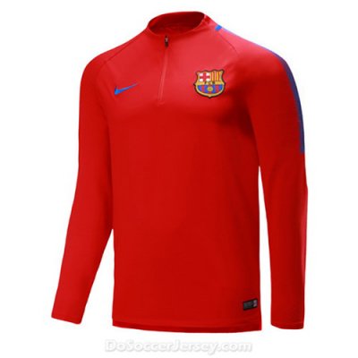 Barcelona 2017/18 Red Half Zipper Sweat Top Shirt