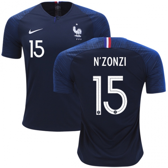 France 2018 World Cup STEVEN NZONZI 15 Home Shirt Soccer Jersey - Click Image to Close