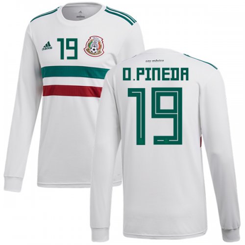 Mexico 2018 World Cup Away ORBELIN PINEDA 19 Long Sleeve Shirt Soccer Jersey