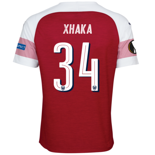 Arsenal 2018/19 Granit Xhaka 34 UEFA Europa Home Shirt Soccer Jersey