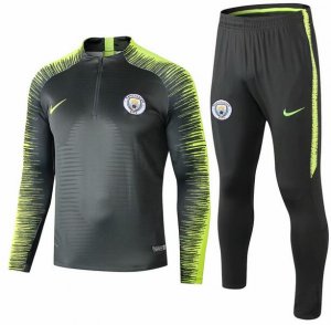 Manchester City 2018/19 Green Stripe Training Suit (Sweat Shirt+Trouser)