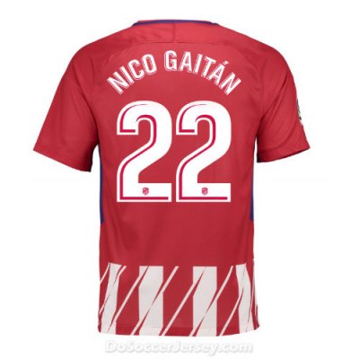 Atlético de Madrid 2017/18 Home Nico Gaitán #22 Shirt Soccer Jersey