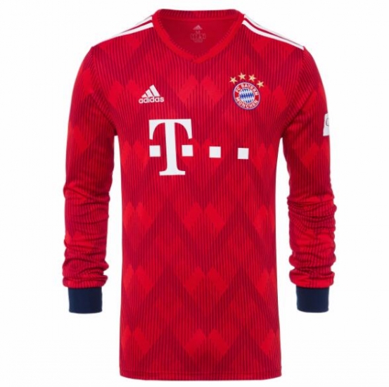 Bayern Munich 2018/19 Home Long Sleeve Shirt Soccer Jersey - Click Image to Close