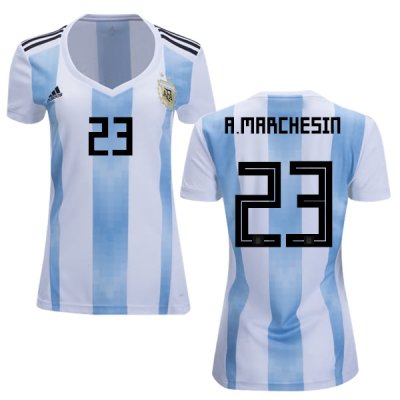 Argentina 2018 FIFA World Cup Home Agustin Marchesin #23 Women Jersey Shirt