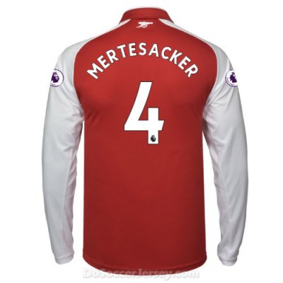 Arsenal 2017/18 Home MERTESACKER #4 Long Sleeved Shirt Soccer Jersey