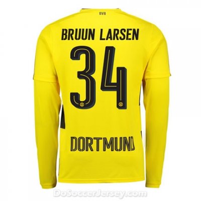 Borussia Dortmund 2017/18 Home Bruun Larsen #34 Long Sleeve Soccer Shirt