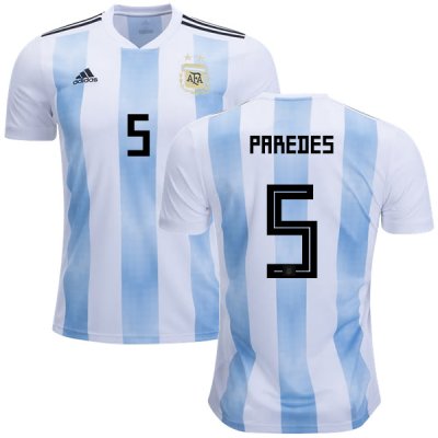 Argentina 2018 FIFA World Cup Home Leandro Paredes #5 Shirt Soccer Jersey