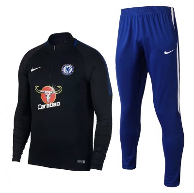 Chelsea 2017/18 Black Training Suit (Zipper Sweat Shirt+Pants)