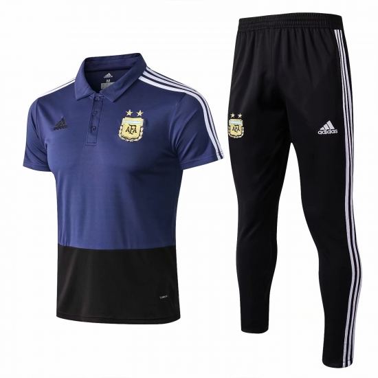 Argentina FIFA World Cup 2018 Blue Polo + Pants Training Suit - Click Image to Close
