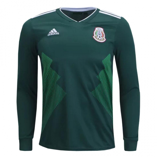 Mexico 2018 World Cup Home Long Sleeved Shirt Soccer Jersey - Click Image to Close