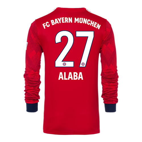 Bayern Munich 2018/19 Home 27 Alaba Long Sleeve Shirt Soccer Jersey