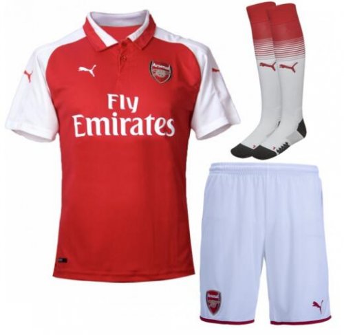 Arsenal 2017/18 Home Red Soccer Jersey Kits (Shirt+Shorts+Socks)