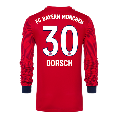 Bayern Munich 2018/19 Home 30 Dorsch Long Sleeve Shirt Soccer Jersey