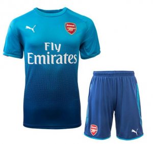 Arsenal 2017/18 Away Blue Soccer Jersey Uniform (Shirt+Shorts)