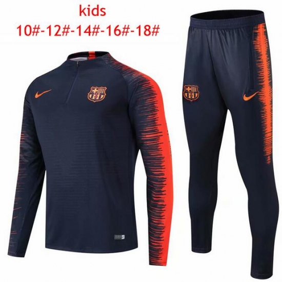 Kids Barcelona 2018/19 Training Suit (Blue Stripe Shirt + Pants) - Click Image to Close