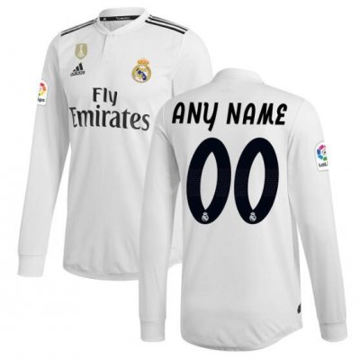 Real Madrid 2018/19 Long Sleeve Home Custom Shirt Soccer Jersey