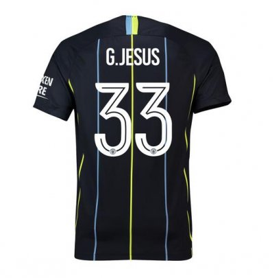 Manchester City 2018/19 G.Jesus 33 UCL Cup Away Shirt Soccer Jersey