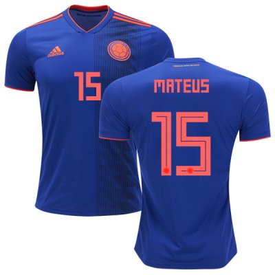 Colombia 2018 World Cup MATEUS URIBE 15 Away Shirt Soccer Jersey