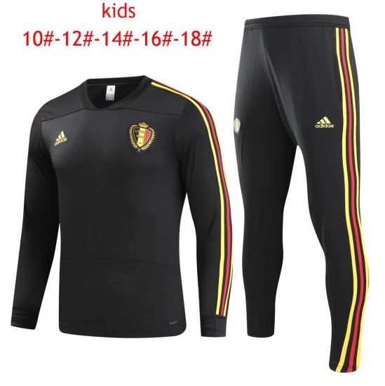 Kids Belgium FIFA World Cup 2018 Training Suit O'Neck Black - Click Image to Close