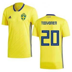 Sweden 2018 World Cup OLA TOIVONEN 20 Home Shirt Soccer Shirt