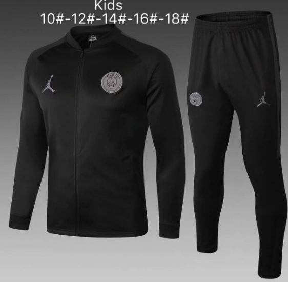 Kids PSG x Jordan 2018/19 Black Jacket + Pants Training Suit - Click Image to Close
