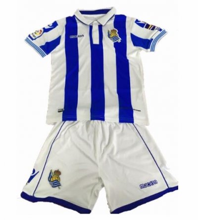Real Sociedad 2018/19 Home Kids Soccer Jersey Kit Children Shirt + Shorts