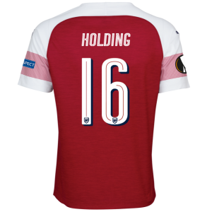Arsenal 2018/19 Rob Holding 16 UEFA Europa Home Shirt Soccer Jersey