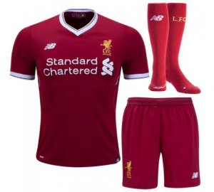 Liverpool 2017/18 Home Red Soccer Jersey Kits (Shirt+Shorts+Socks)