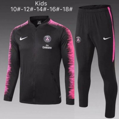 Kids PSG x Jordan 2018/19 Black Stripe Jacket + Pants Training Suit