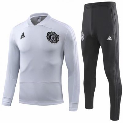 Manchester United 2018/19 Champions League White Training Suit (Sweatshirt+Trouser)