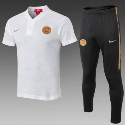 PSG 2018/19 White Gold Suit Polo Shirt + Pants