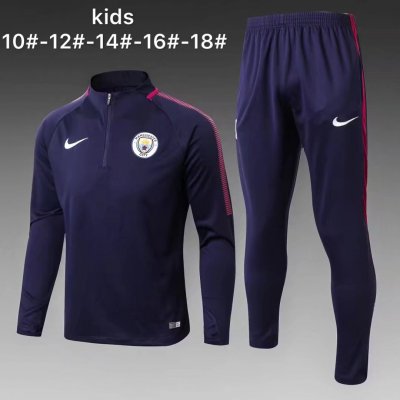 Kids Manchester City Training Suit Zipper Royal Blue 2017/18