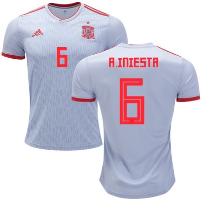 Spain 2018 World Cup ANDRES INIESTA 6 Away Shirt Soccer Jersey