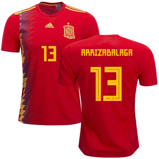 Spain 2018 World Cup KEPA ARRIZABALAGA 13 Home Shirt Soccer Jersey - Click Image to Close