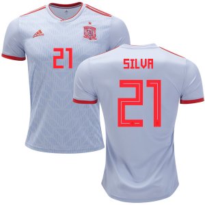 Spain 2018 World Cup DAVID SILVA 21 Away Shirt Soccer Jersey
