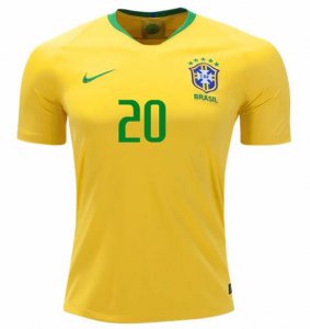Brazil 2018 World Cup Home Roberto Firmino Shirt Soccer Jersey