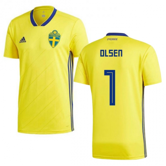 Sweden 2018 World Cup ROBIN OLSEN 1 Home Shirt Soccer Shirt - Click Image to Close