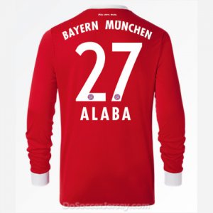 Bayern Munich 2017/18 Home Alaba #27 Long Sleeved Soccer Shirt