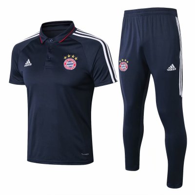 Bayern Munich 2017/18 Royal Blue Polo Shirt + Pants Training Suit