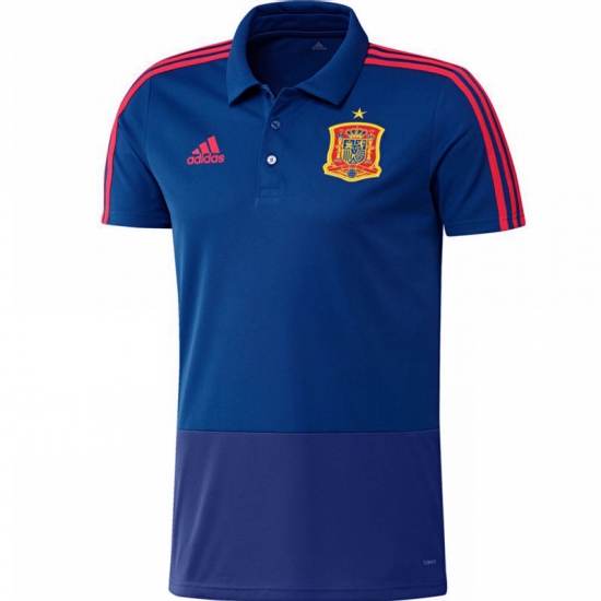 Spain 2018 World Cup Blue Polo Shirt - Click Image to Close