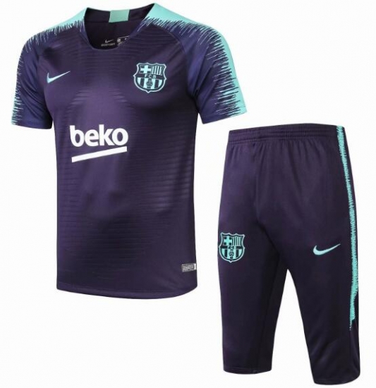 Barcelona 2018/19 Purple Stripe Short Training Suit - Click Image to Close