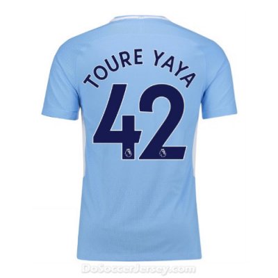 Manchester City 2017/18 Home Yaya Toure #42 Shirt Soccer Jersey