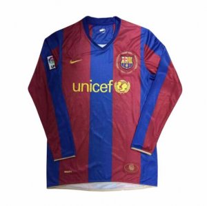Barcelona 2007-2008 Home Retro Shirt Long Sleeve Soccer Jersey