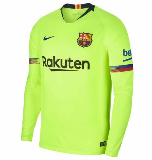 Barcelona 2018/19 Away Long Sleeve Shirt Soccer Jersey - Click Image to Close