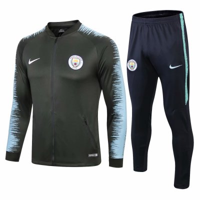 Manchester City 2018/19 Green Stripe Training Suit (Jacket+Trouser)
